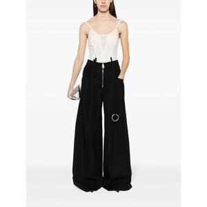 FWRD The Attico Wide-Leg Wool Trousers Pants Charm Detail Streetwear Size 38